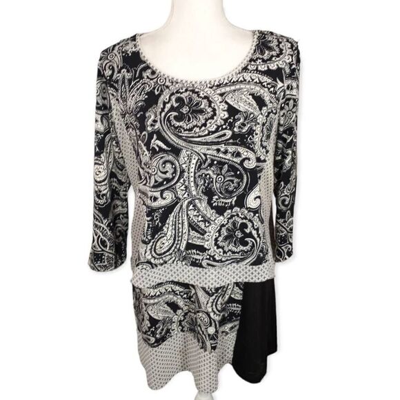 STYLE & CO. BLACK & WHITE TUNIC SZ.M EUC - Picture 1 of 7
